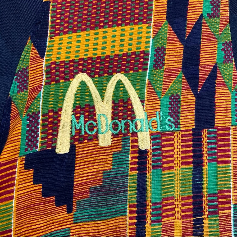 Vintage McDonald's employee vest with a Kente cloth pattern size Large The patch - Picture 3 of 5